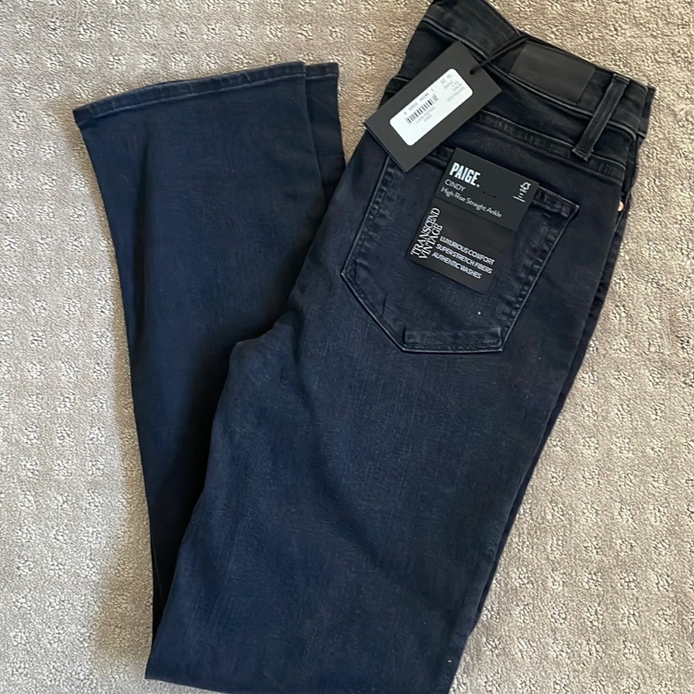 NWT womens Paige Cindy high waist, slim fit black denim, size 29